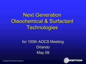 Next Generation Oleochemical & Surfactant Technologies