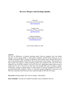 Reverse Mergers and Earnings Quality