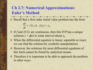 Euler's method: Numerical solutions