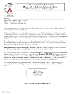 HOMEWORK CENTER - South Lyon Area Youth Assistance