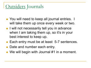 Journal for The Outsiders