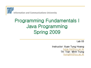 Programming Fundamentals I Java Programming
