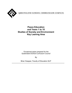 Peace education and Years 1 to 10 Studies of Society and