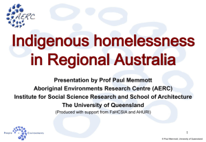 Indigenous Homelessness in Regional Australia