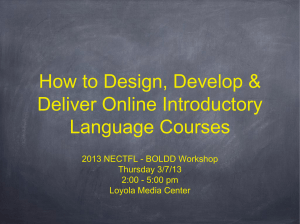 How to Design, Develop & Deliver Online Introductory Language
