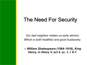 The Need for Security