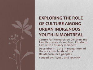 Exploring the role of culture among urban indigenous youth in