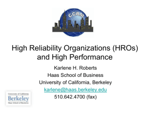 High Reliability Organizations and Systems of Organizations