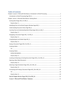 Lesson 1: Microsoft Word Basics: Projects