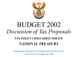 BUDGET 2002 Discussion of Tax Proposals