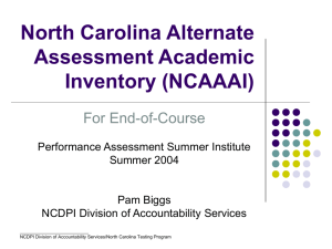 AAAI for EOCs - Public Schools of North Carolina