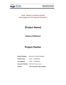 Project Charter - Ministry of Forests, Lands and Natural Resource