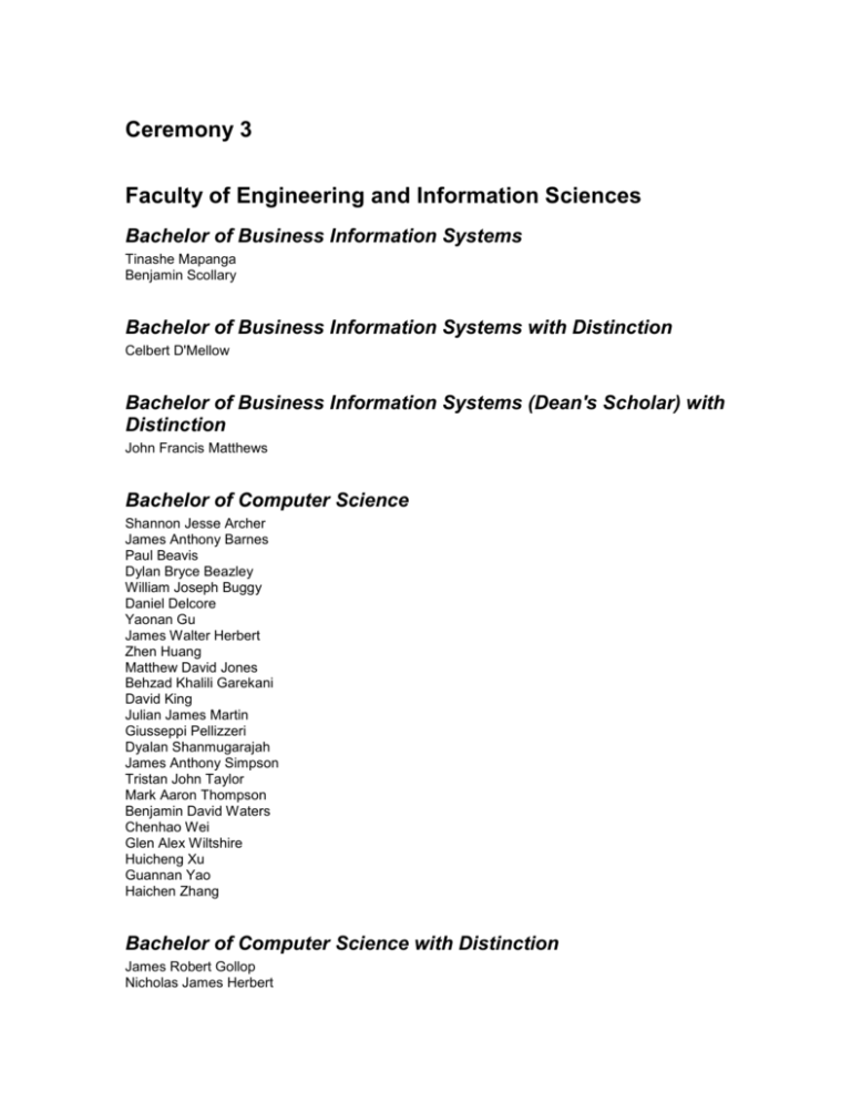 Faculty Of Engineering And Information Sciences