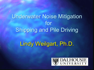 Underwater noise mitigation for shipping and pile driving