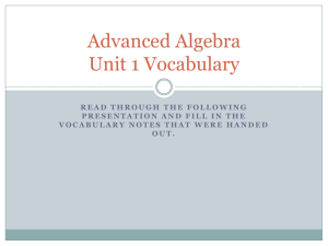 Advanced Algebra Unit 1 Vocabulary