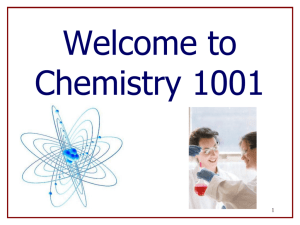 Welcome to Chemistry 1001