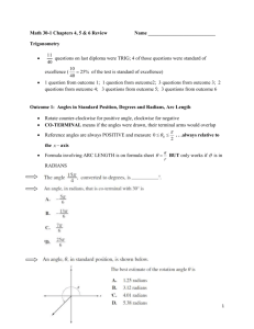 Math 30-1 Chapters 4, 5 & 6 Review Name Trigonometry questions