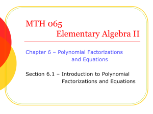 MTH 065 Elementary Algebra II