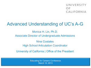 Advanced Understanding of UC's A-G