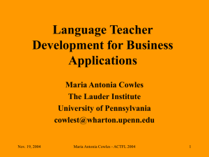 Language Teacher Development for Business Applications