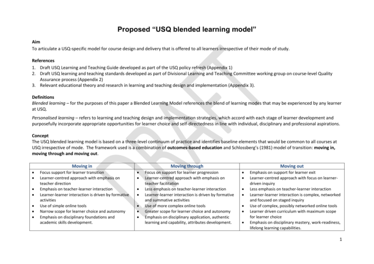 Proposed USQ blended learning model