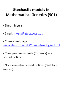 Notes on lectures 1-8 (gene genealogies and the coalescent: ppt)