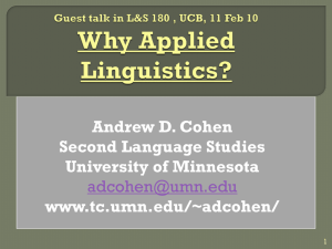 Why Applied Linguistics?