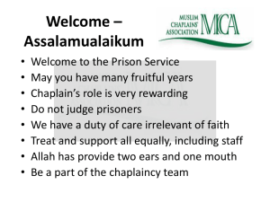 First week induction - Muslim Chaplain's Association