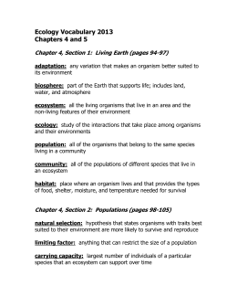 Chapter 41 Population Dynamics Questions from Notes Use