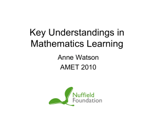 Key understandings AMET 2010 - Promoting Mathematical Thinking