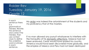Raider Rev Tuesday, January 19, 2015 Grade 12