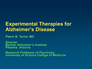 Experimental Therapies For Alzheimer's Disease