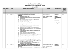 Los Angeles Pierce College Nursing 402 Class Schedule and