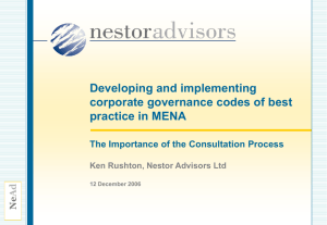 Developing and implementing corporate governance codes of
