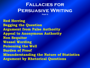 Fallacies for Persuasive Writing Part I