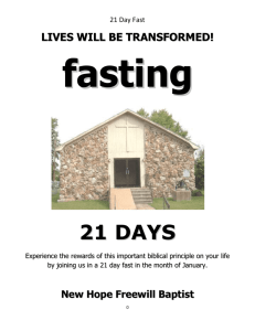 fasting 21 DAYS Experience the rewards of this important biblical