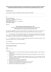 application for certificate of registration of housing finance companies