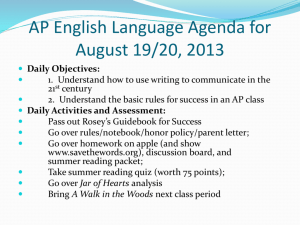 AP English Language Agenda for August 20/21, 2012