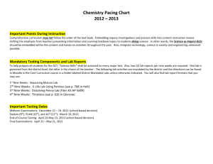 Chemistry Pacing Chart 2012