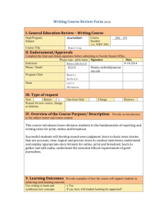 I. General Education Review – Writing Course