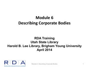 6. Describing corporate bodies - Byu