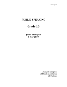 Public Speaking 10th Grade Unit