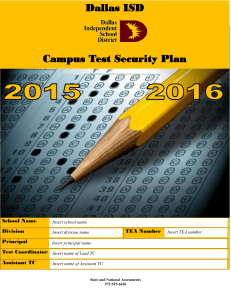 2015-2016 Testing Calendar Insert campus test calendar