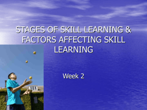 STAGES OF SKILL LEARNING & FACTORS AFFECTING SKILL