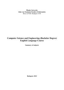 (Bachelor Degree) English Language Course Summary of subjects