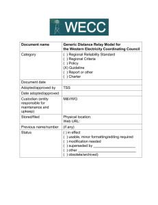 Model Specifications - Distance Relays 2013-10-04