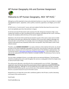 AP Human Geography Info and Summer Assignment Welcome to