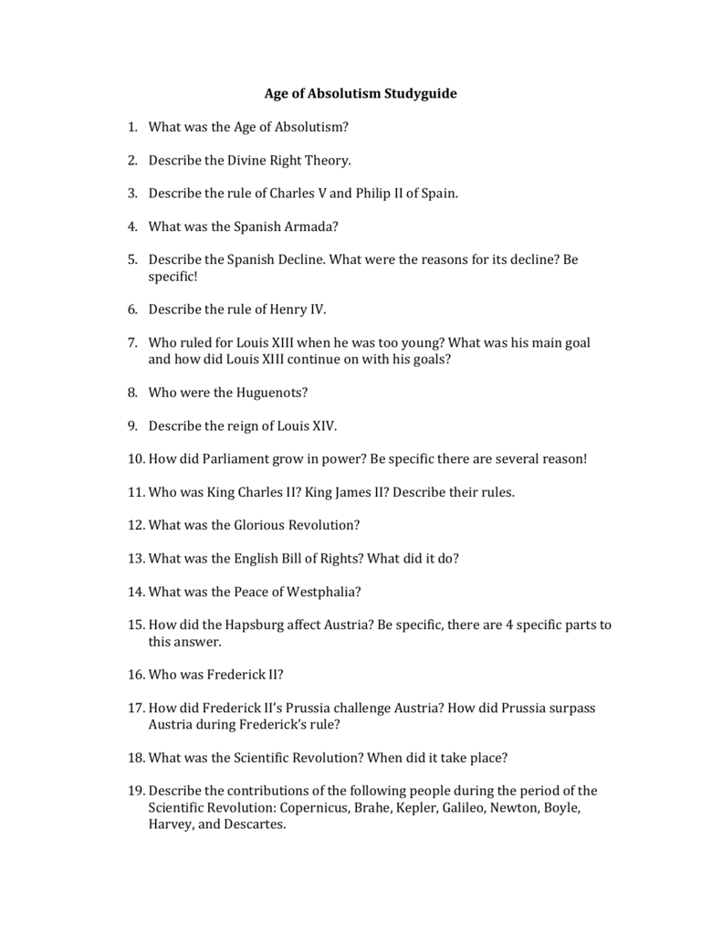 Age Of Absolutism Analysis