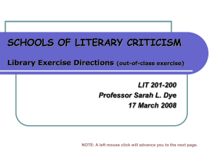 SCHOOLS OF LITERARY CRITICISM