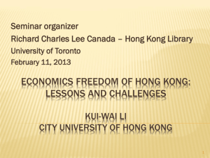 Economics Freedom of Hong Kong: Lessons and Challenges